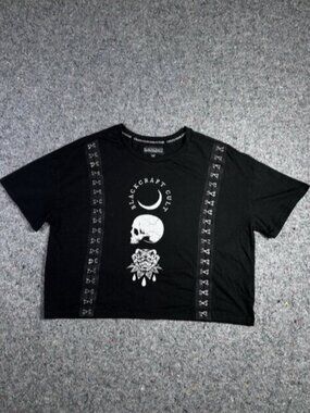 Blackcraft Cult Women's Tee Skull Rose Hook & Eye Detail Goth Witch Size M/L